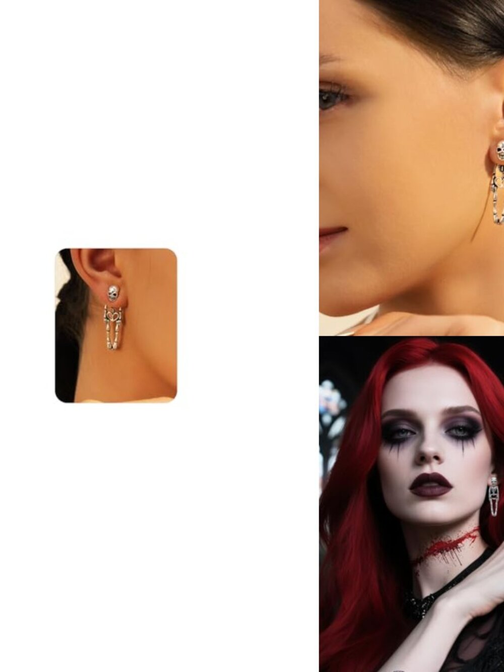 Punk Skull Skeleton Dangle Earrings Halloween Party Accessories